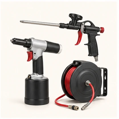 Foam Gun, Rivet Gun and Air Hose Reel